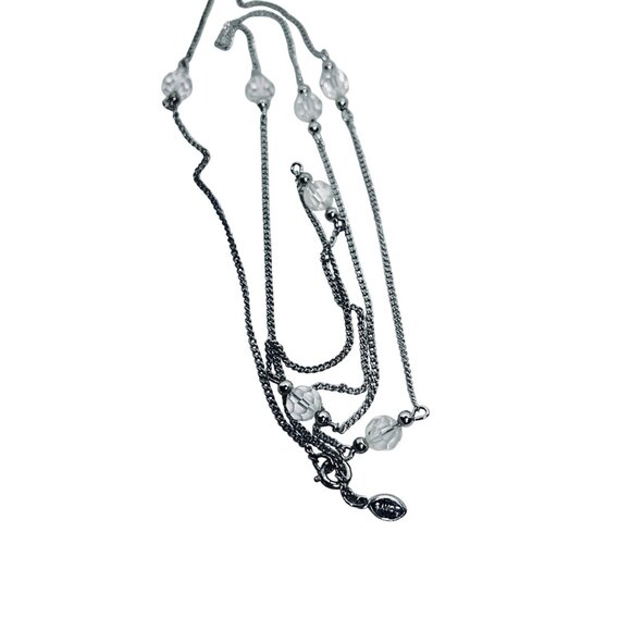 Avon Silver Tone Curb Chain Necklace W/ Clear Faceted Beads (5684) - Picture 7 of 7